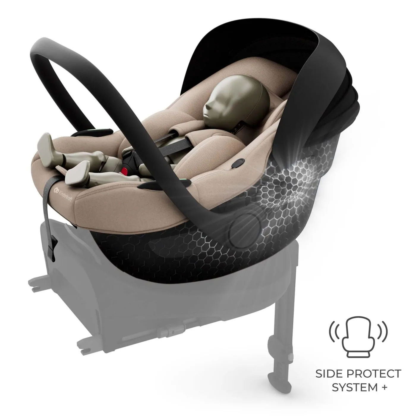 Scoica auto kinderkraft i-lite cu baza endura safe fx beige, copii varsta 0 luni pana la 1 an [5]