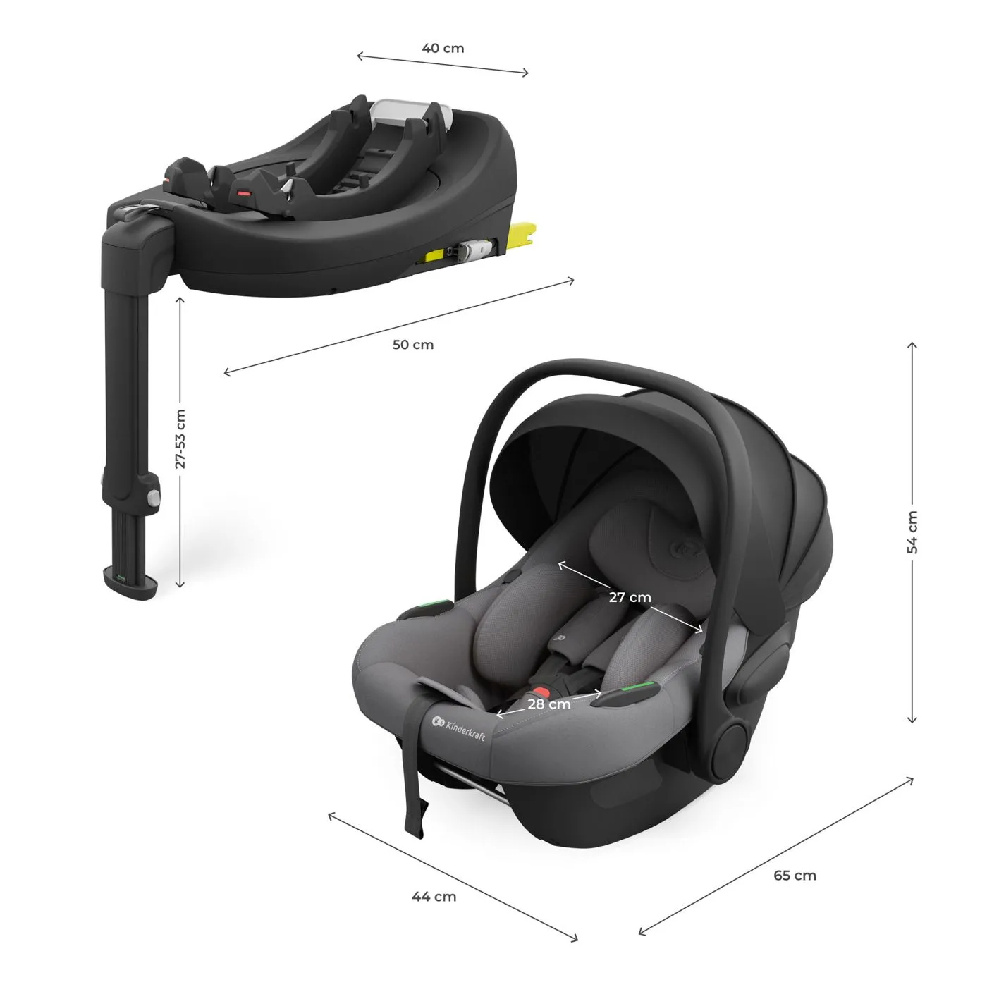Scoica auto kinderkraft i-lite cu baza endura safe fx grey, copii varsta 0 luni pana la 1 an [2]