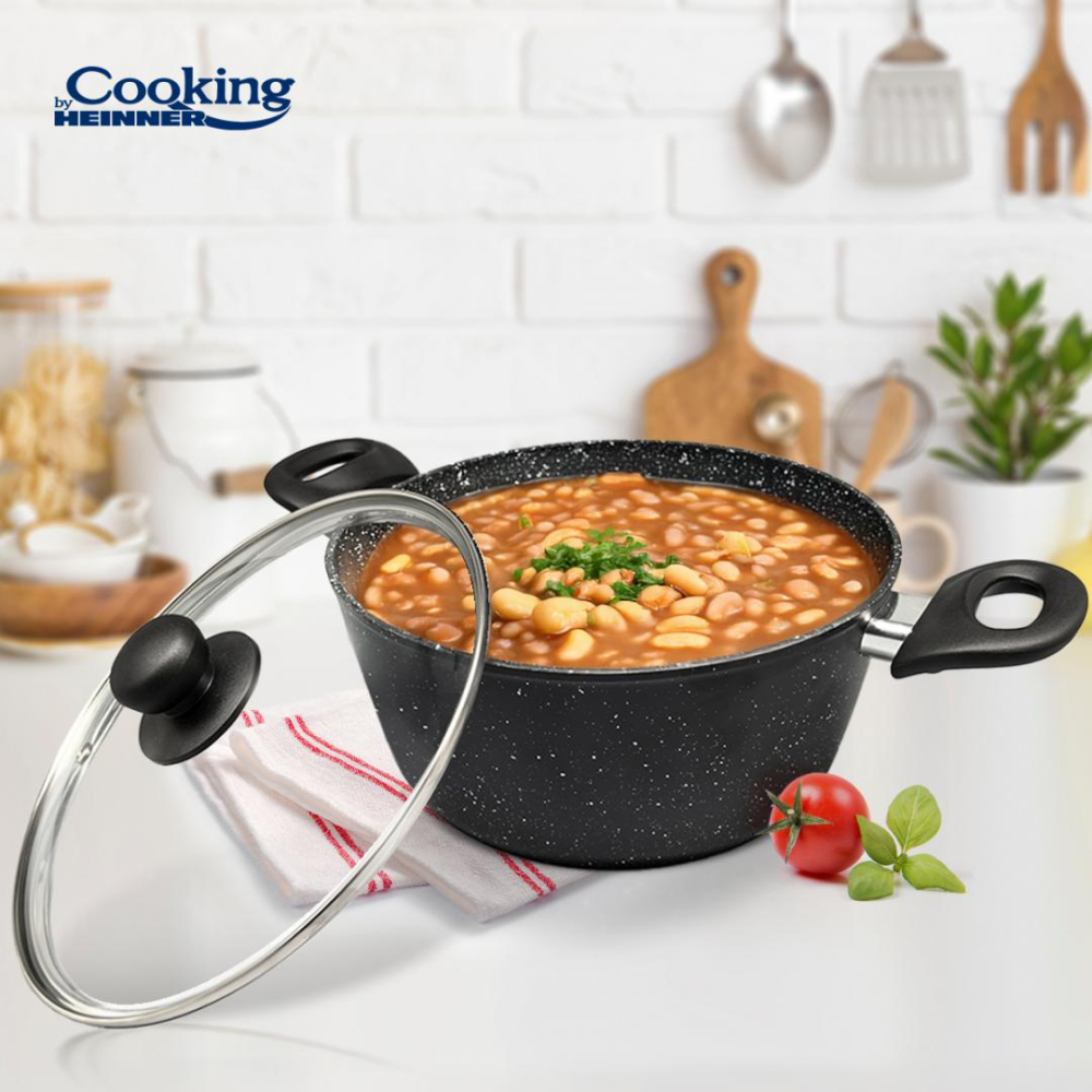 Semioala aluminiu forjat 24x10 cm,3.8l,onix, cooking by heinner [4]