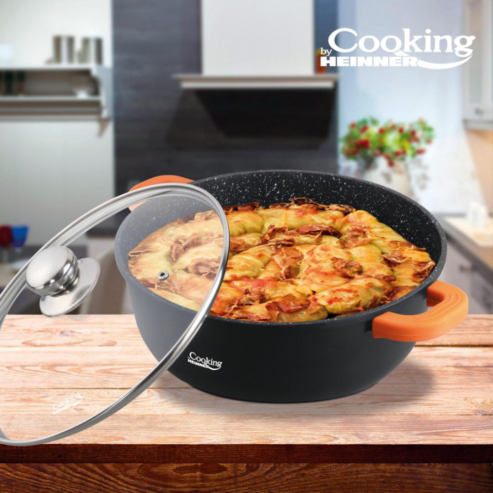 Semioala aluminiu turnat+capac, 40x17.5 cm, 18.5 l, dark line, cooking  by heinner [3]