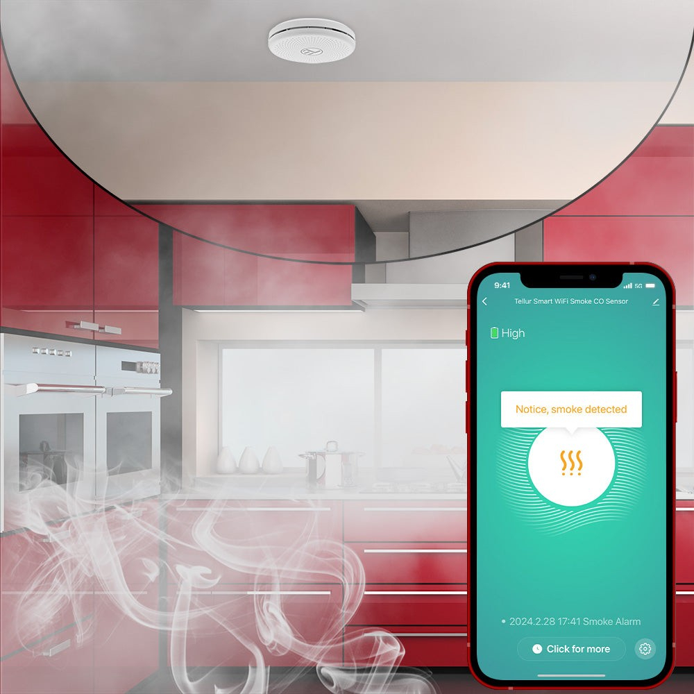 Senzor de fum și CO WiFi Tellur Smart, AA, alb [4]
