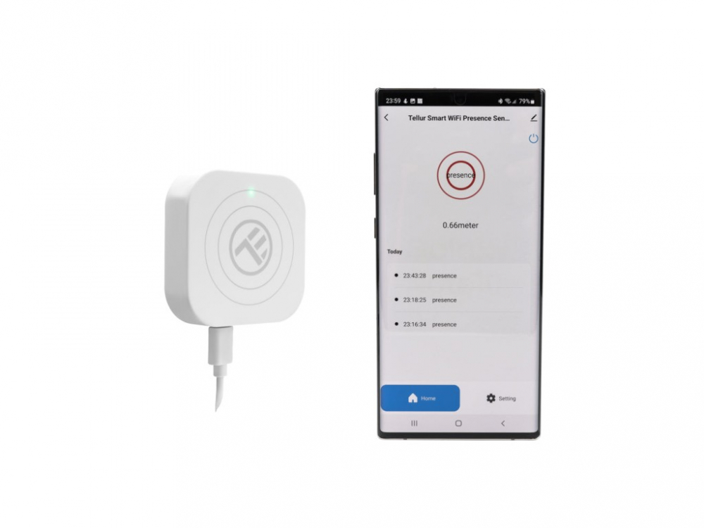Senzor de prezență WiFi Tellur Smart, Microunde Radar 24GHz, USB-C, alb [6]