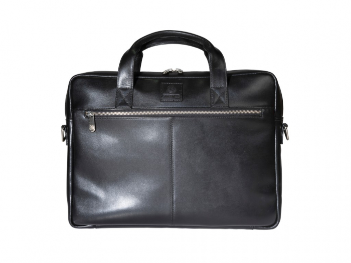 Servieta din piele naturala, premium, pentru  laptop 14", stil elegant, culoare negru [2]