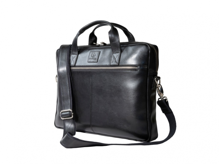 Servieta din piele naturala, premium, pentru  laptop 14", stil elegant, culoare negru [4]
