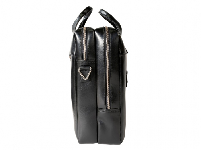 Geanta dubla din piele naturala, pentru laptop 15,6", 2 compartimente, rezistenta, eleganta, culoare negru [5]