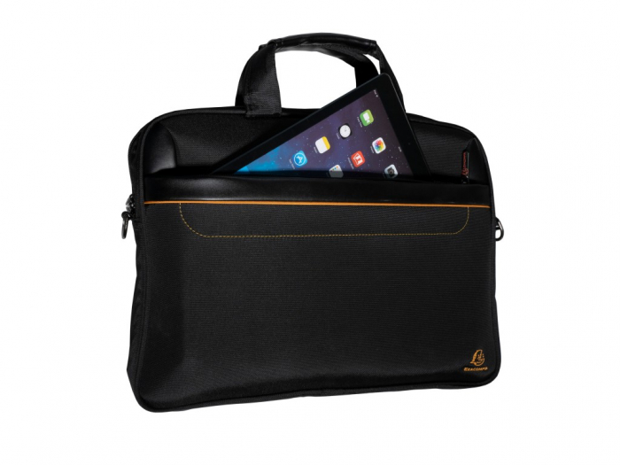 Servieta laptop 15,6", documente, cu buzunar separat si buzunar cu fermoar, negru [4]