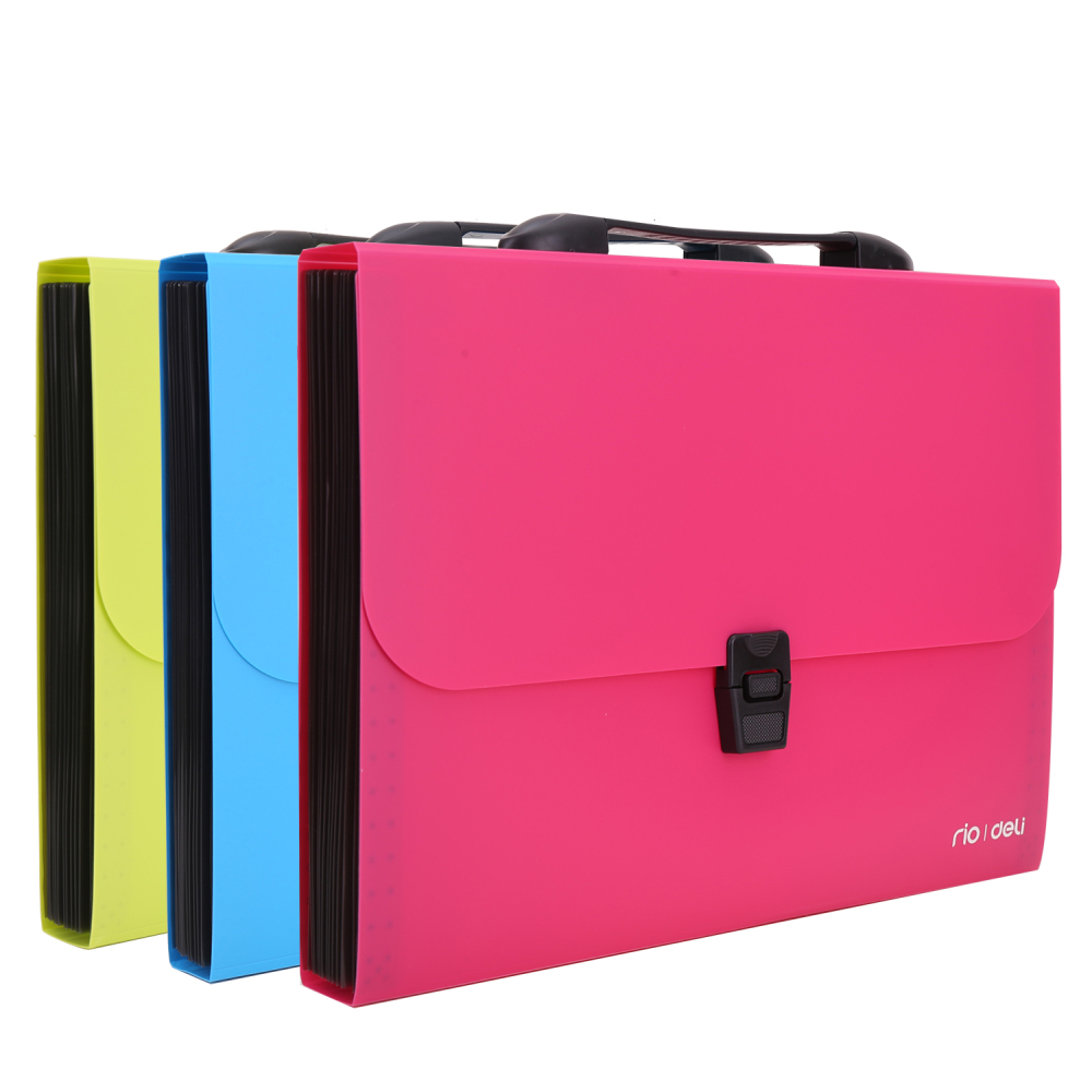 Servieta plastic cu maner 13 compartimente diverse culori neon deli [4]