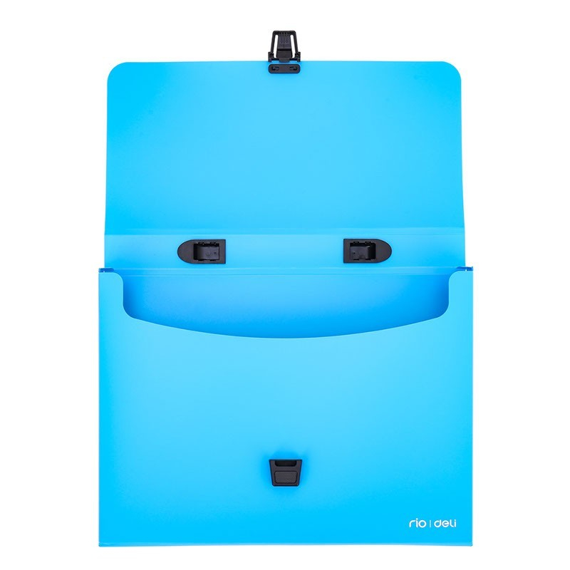 Servieta plastic Deli B500 02, cu maner, A4, 4cm, culori neon [3]