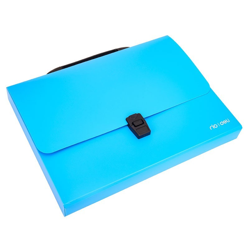 Servieta plastic Deli B500 02, cu maner, A4, 4cm, culori neon [6]