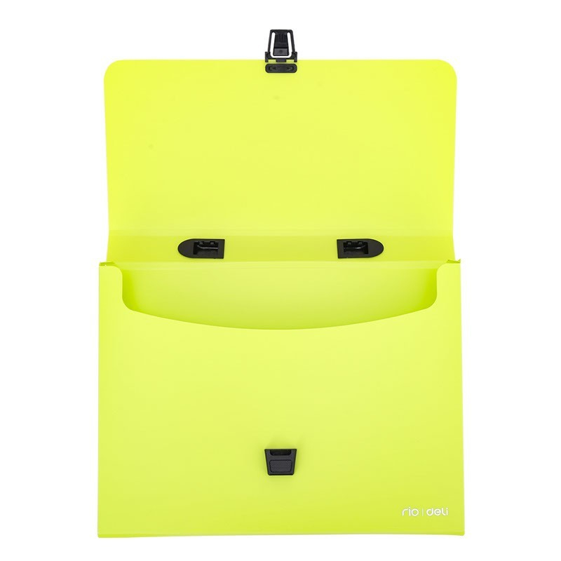 Servieta plastic Deli B500 02, cu maner, A4, 4cm, culori neon [4]