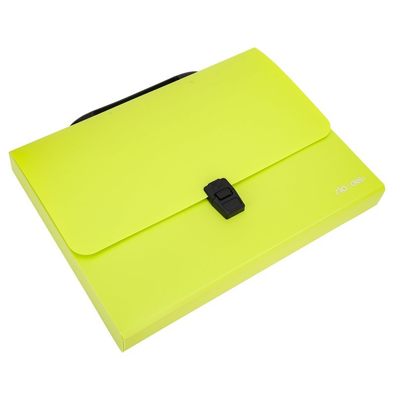 Servieta plastic Deli B500 02, cu maner, A4, 4cm, culori neon [7]