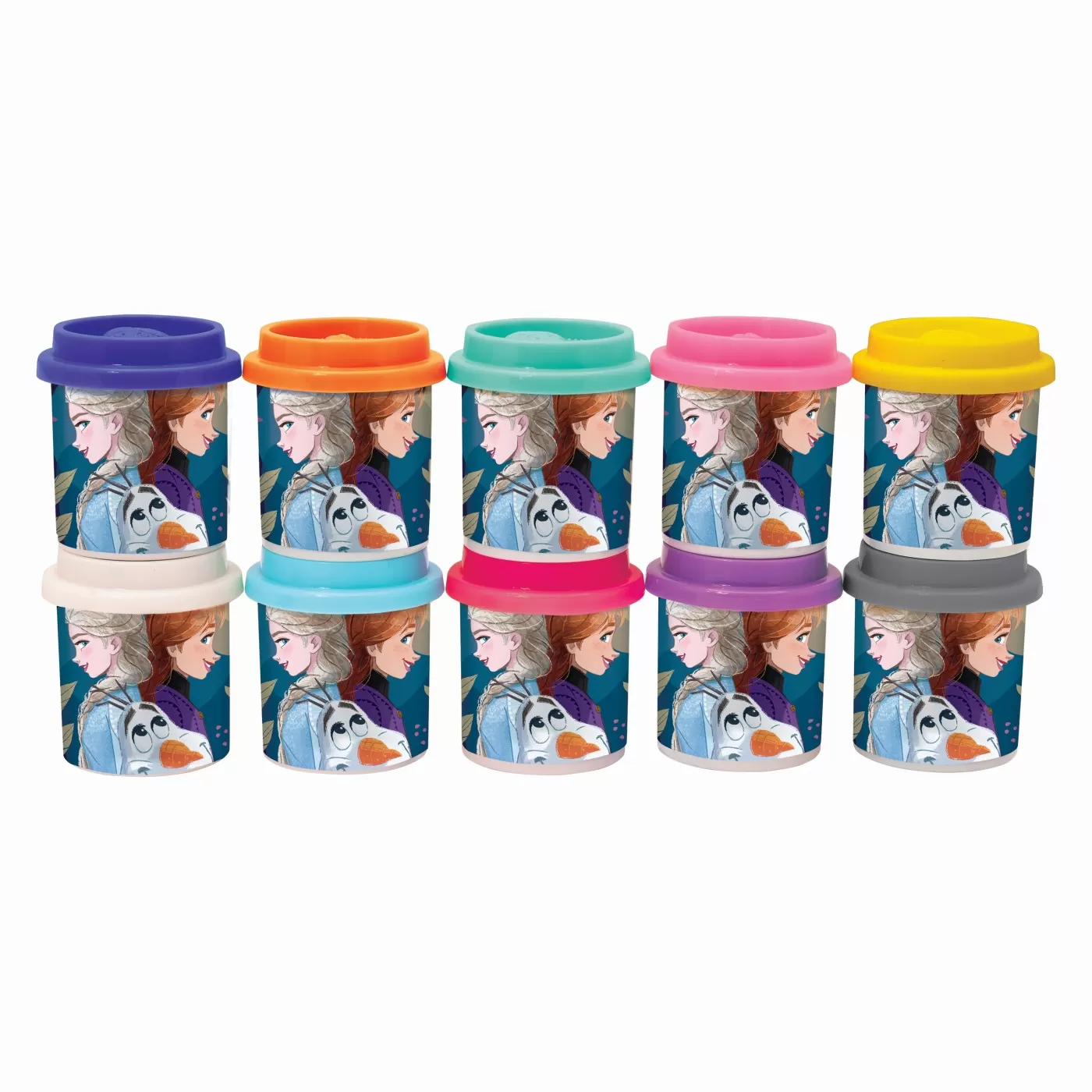 Set 10 borcanase de plastilina, Frozen, in ambalaj de carton, 500g, varsta de la 3 ani la 8 ani [2]
