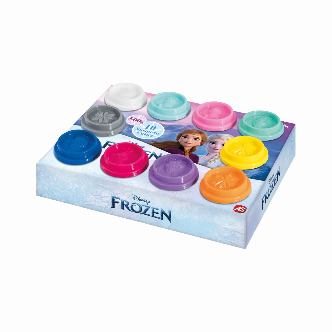 Set 10 borcanase de plastilina, Frozen, in ambalaj de carton, 500g, varsta de la 3 ani la 8 ani [1]