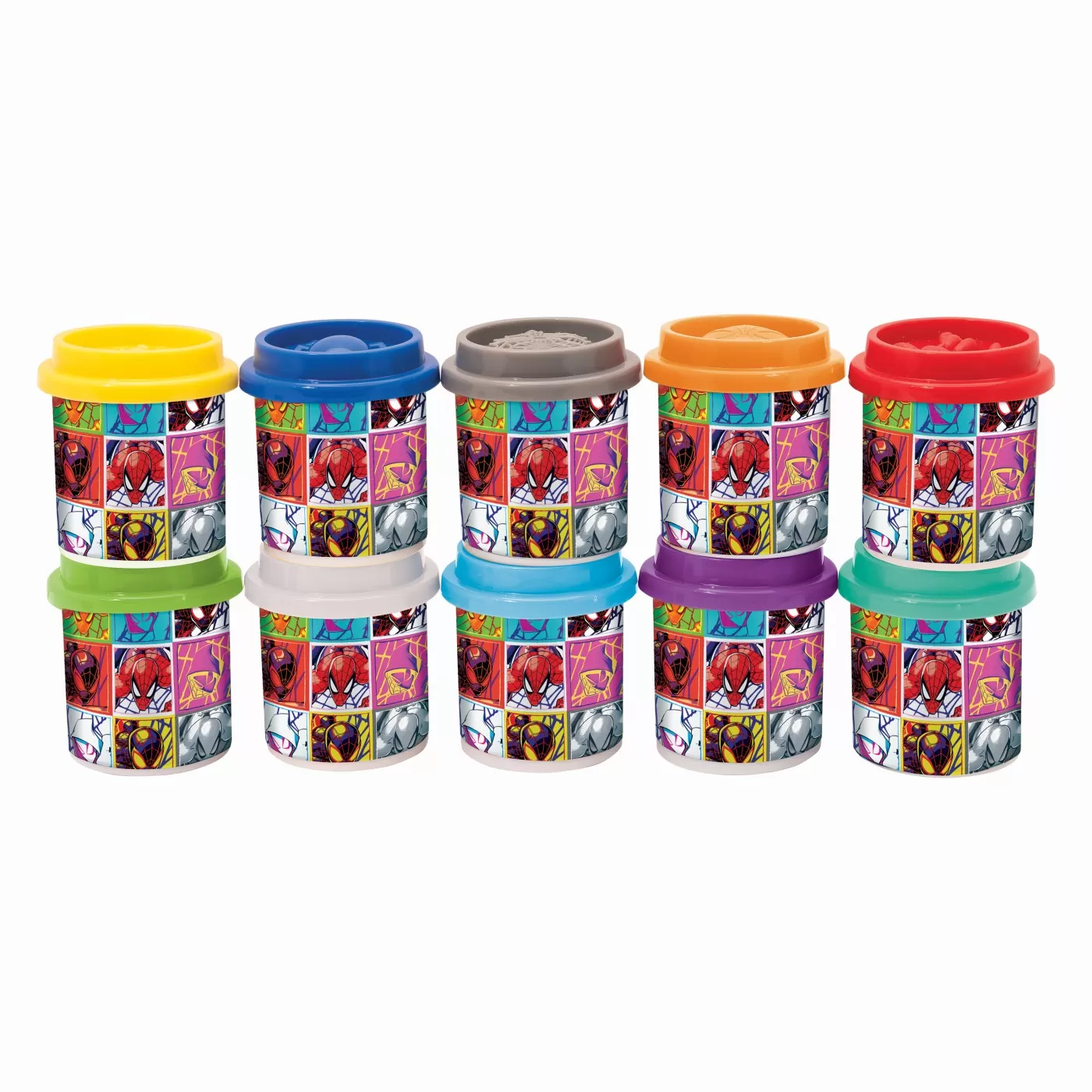 Set 10 borcanase de plastilina, Spiderman, in ambalaj de carton, 500g, varsta de la 3 ani la 8 ani [2]