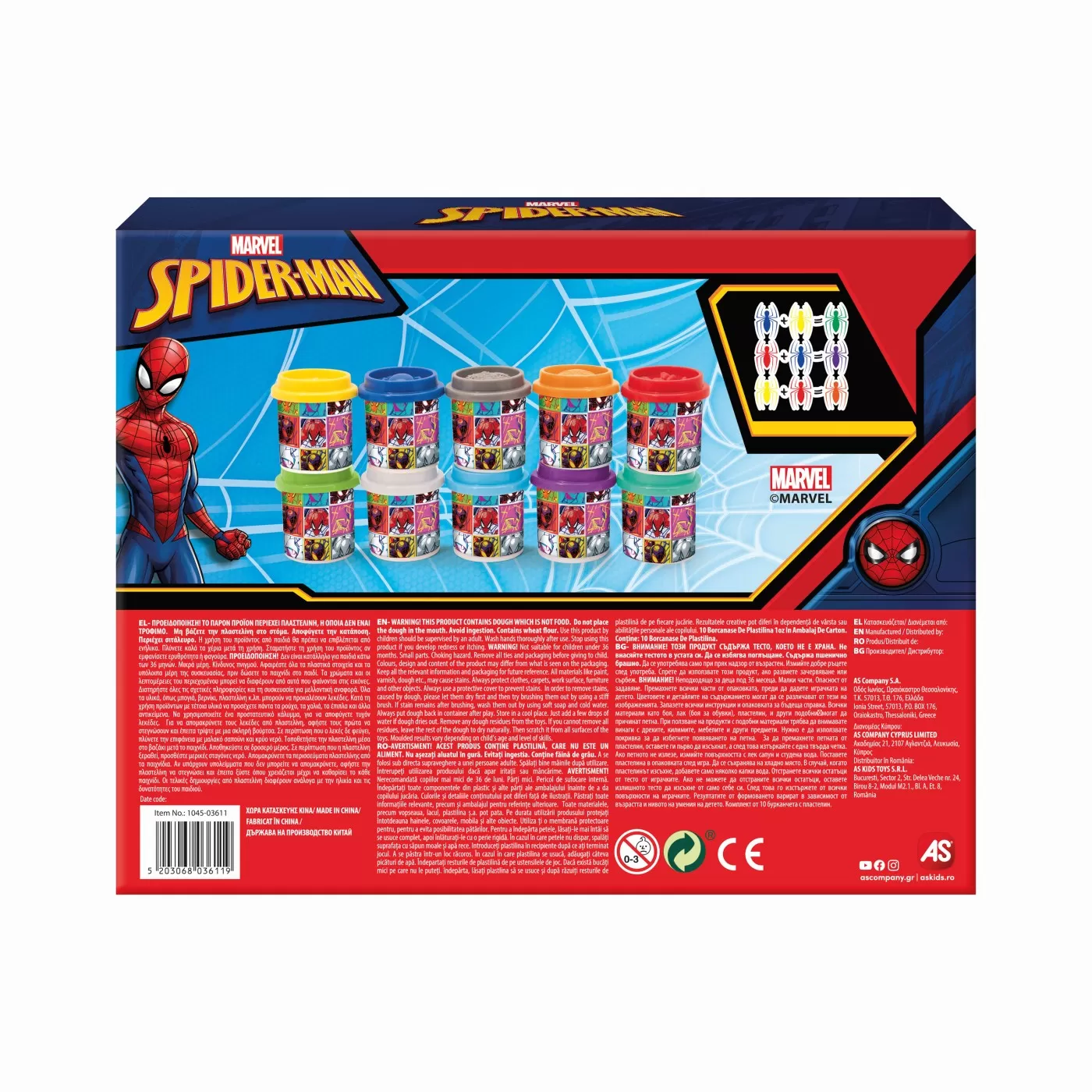 Set 10 borcanase de plastilina, Spiderman, in ambalaj de carton, 500g, varsta de la 3 ani la 8 ani [5]