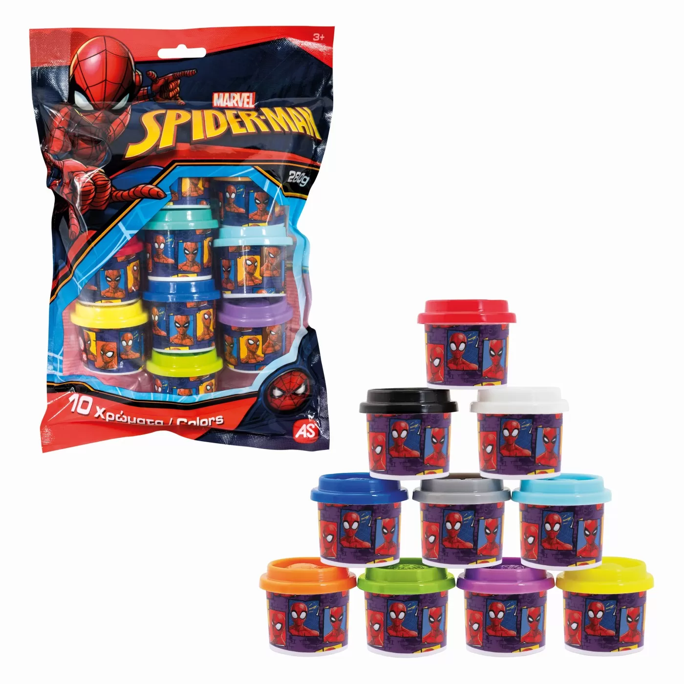 Set 10 borcanase de plastilina, Spiderman, in punga de plastic, varsta de la 3 ani la 8 ani [1]