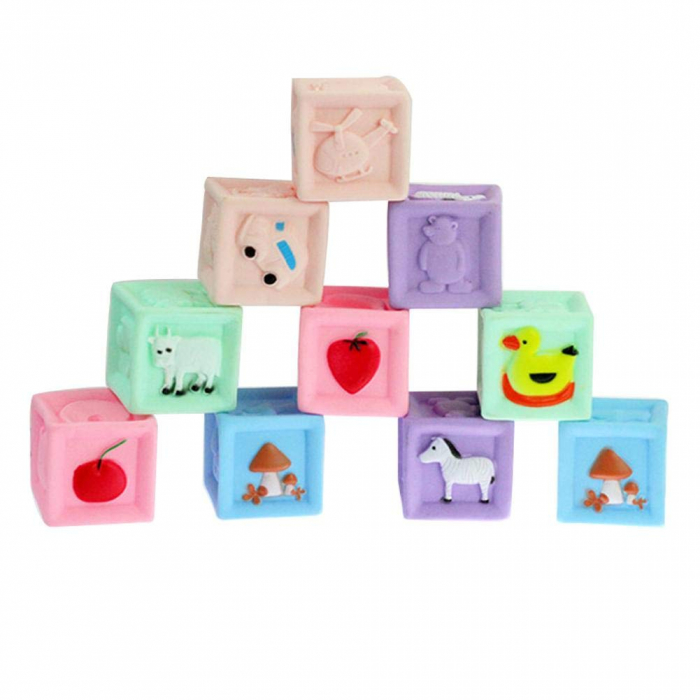 Set 10 Cuburi cauciuc pentru bebe Baby Blocks. [2]