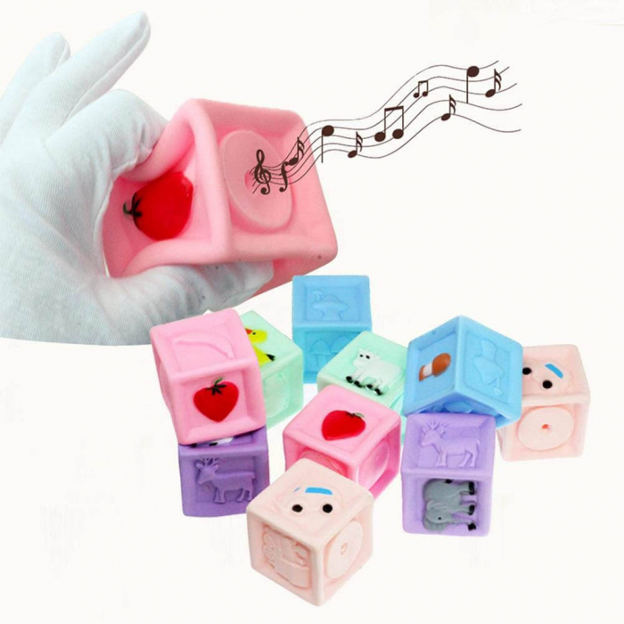 Set 10 Cuburi cauciuc pentru bebe Baby Blocks. [4]