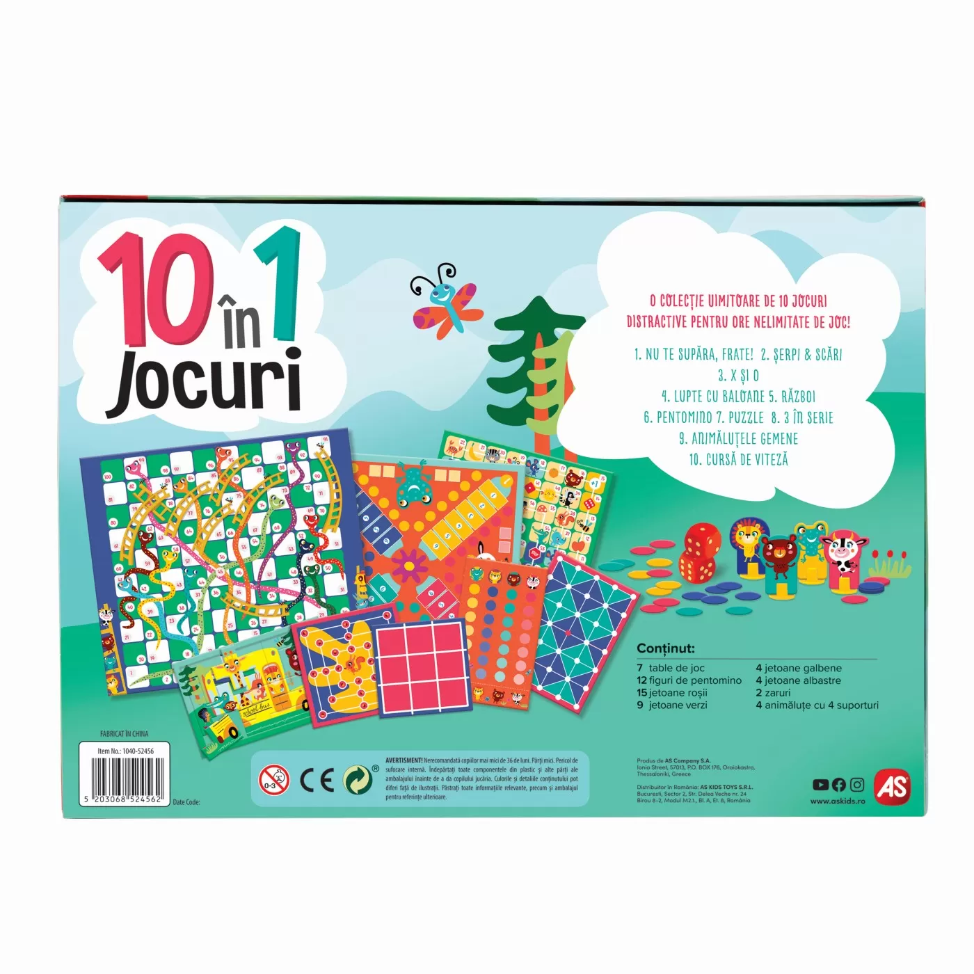 Set 10 jocuri in 1, Ludo, Serpi si scari, Tic tac toe, Lupta cu branza, Asediu, Pentomino, Puzzle, Trei la rand, Soarecii gemeni, Curse de soareci, varsta de la 4 ani la 10 ani [4]