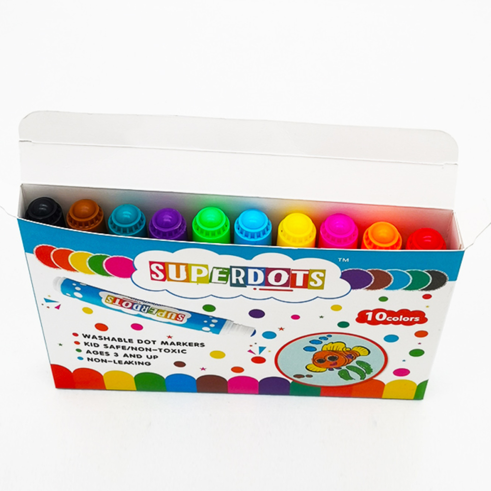 Set 10 Carioci Bingo Dot Art Marker 18mm, Culori Vii, Desen si Pictura Creativa pentru copii [4]