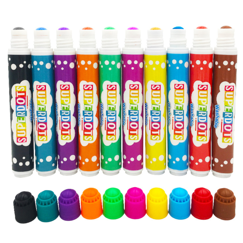 Set 10 Carioci Bingo Dot Art Marker 18mm, Culori Vii, Desen si Pictura Creativa pentru copii [2]