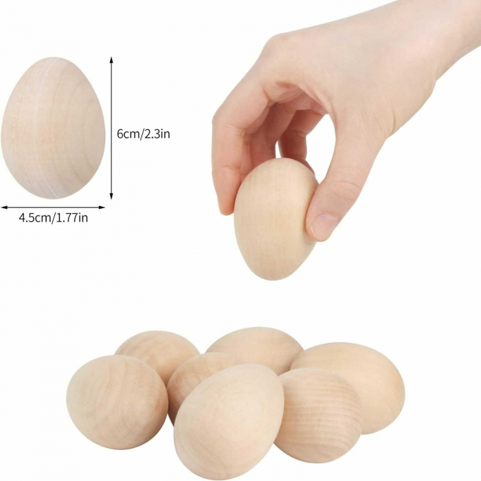 Ou din lemn, natur ⭐ Set 10 Oua Paste, de lemn, nepictate [6]