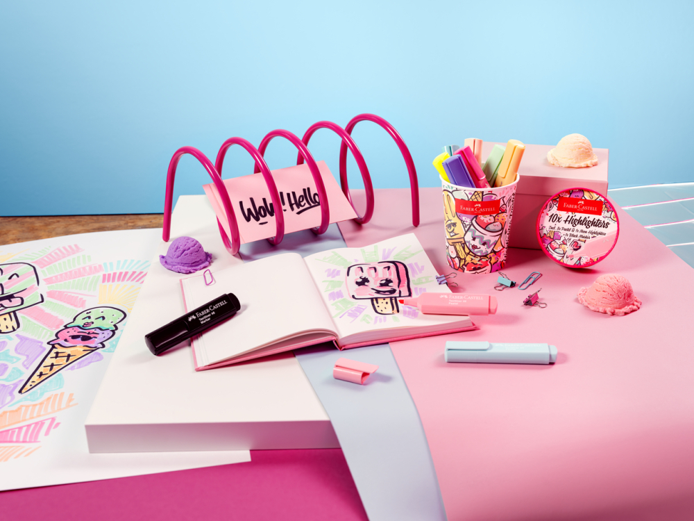 Set 10 textmarkere pastel editie speciala cutie inghetata faber-castell [3]