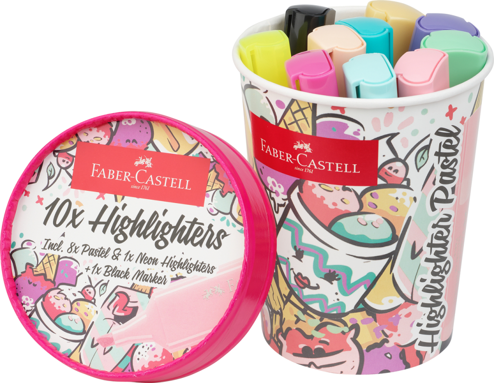 Set 10 textmarkere pastel editie speciala cutie inghetata faber-castell [2]