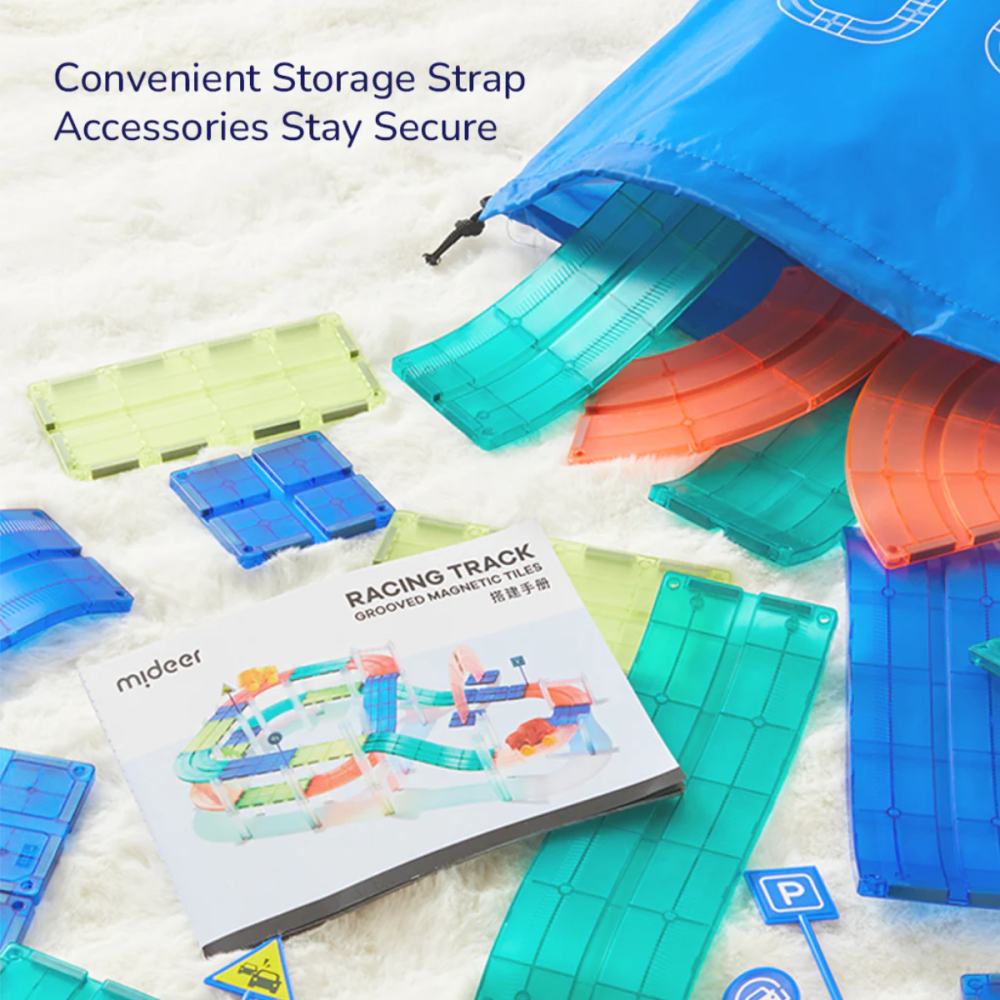 Set 115 Piese Magnetice Racing Track cu 2 Masini Electrice si Piste cu Caneluri pentru Copii 3 ani+ [7]