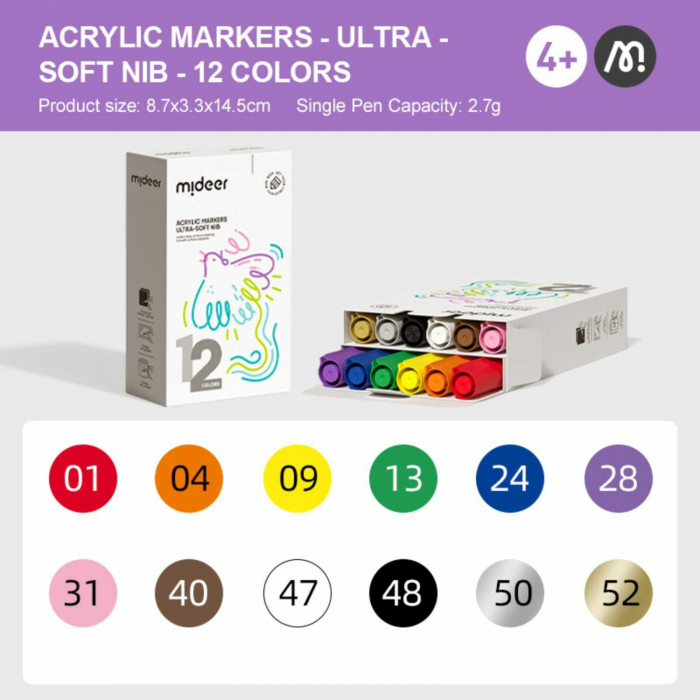 Markere si Carioci cu Vopsea Acrilica, Set 12 Culori - Micostore.ro [5]