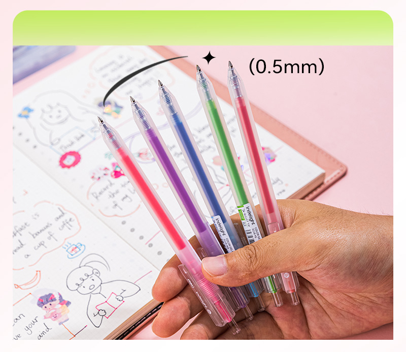 Set 12 pixuri cu gel cu mecanism 0.5mm diverse culori indelight deli [3]