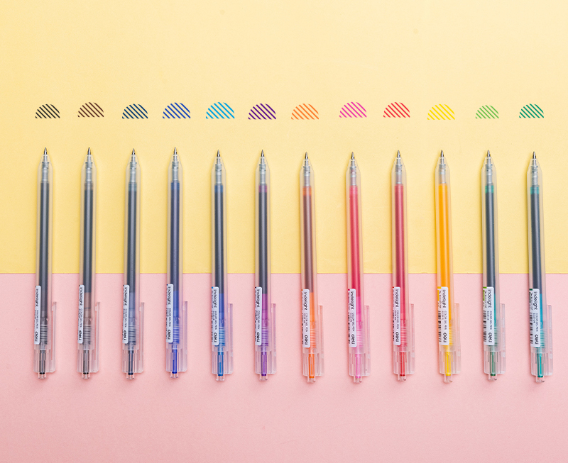 Set 12 pixuri cu gel cu mecanism 0.5mm diverse culori indelight deli [2]