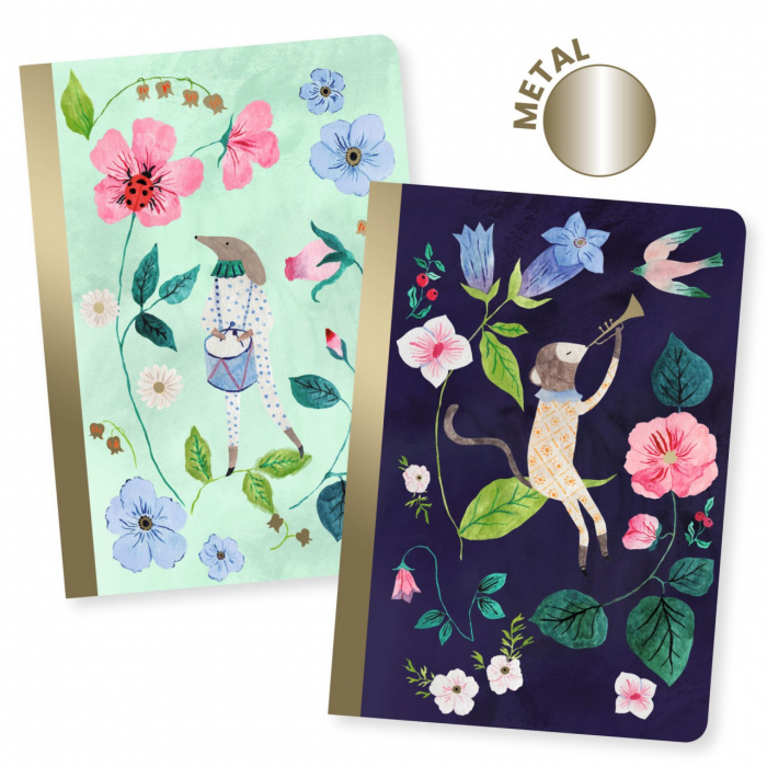 Set 2 carnetele cu foi albe, liniate si veline, 40 pagini, 15 x 10.5 cm, Cecile, Djeco [2]