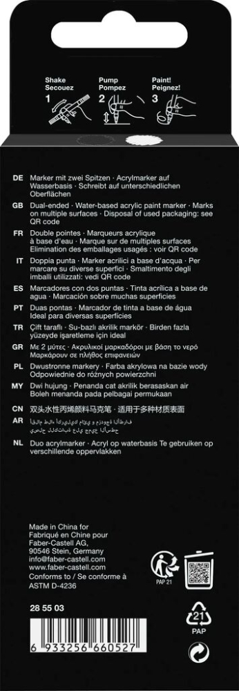 Set 2 markere acrilice shake&paint alb-negru faber-castell [4]