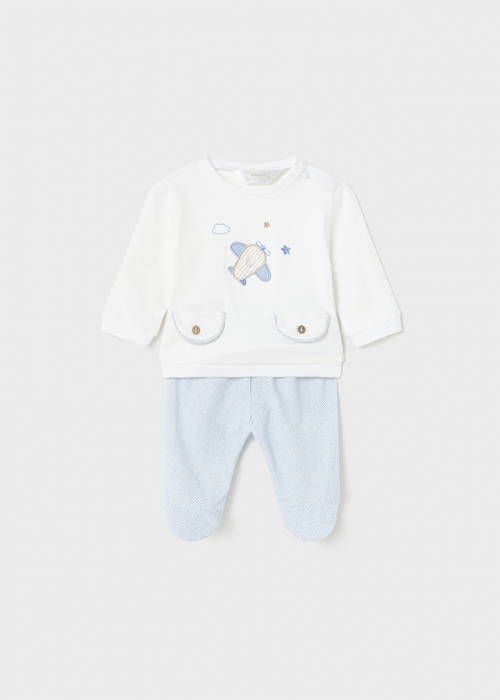 Set 2 piese, bluza cu maneca lunga si pantaloni, Avion Brodat [2]