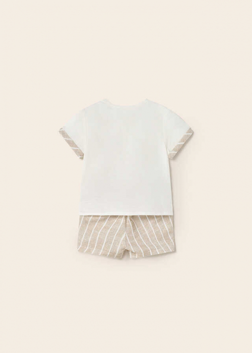 Set Camasa si Pantaloni Scurti de In si Bumbac, Bebelusi [5]