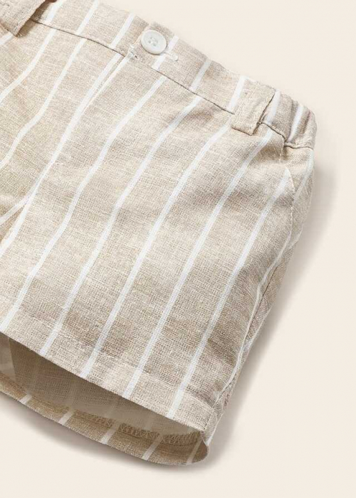 Set Camasa si Pantaloni Scurti de In si Bumbac, Bebelusi [3]
