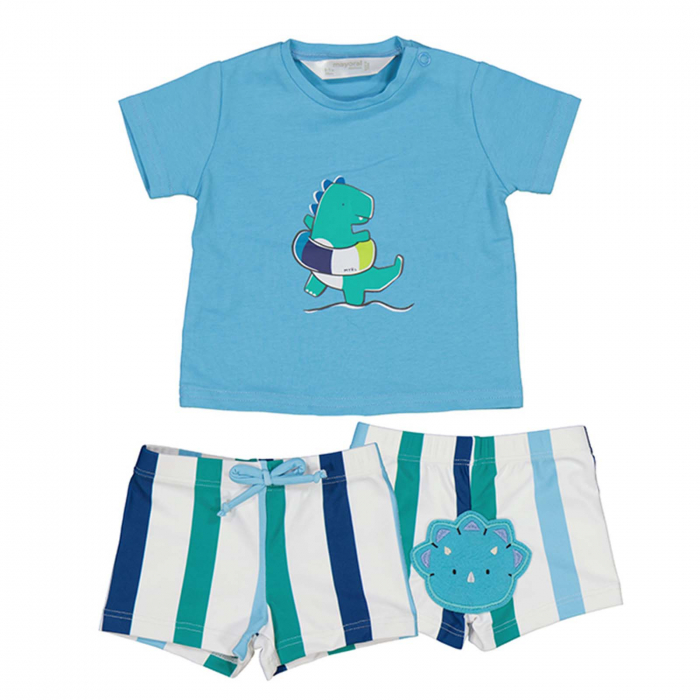 Set de baie bebelusi, tricou si pantaloni de plaja, Dinozaur Maui [2]