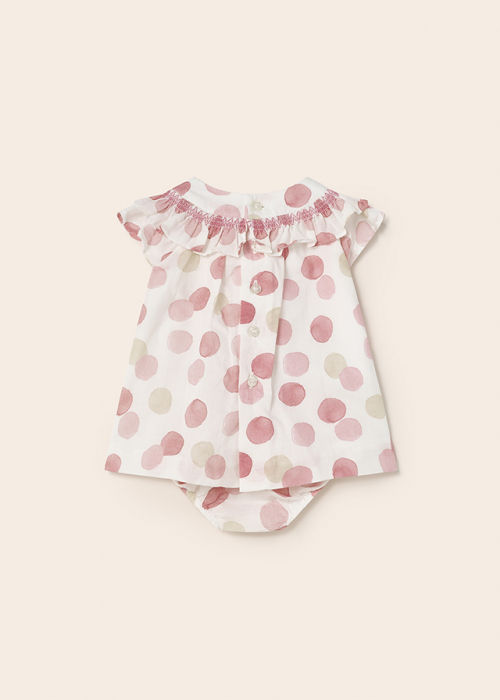 Set 2 piese, Rochie si Chilotei bebe fete, din bumbac, Buline [4]