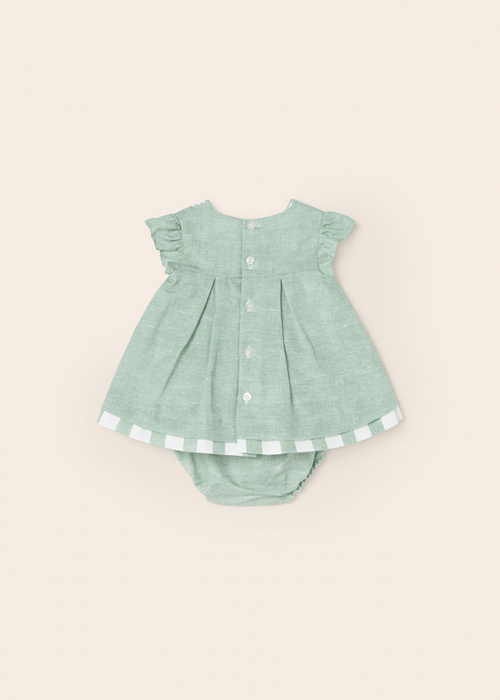 Set 2 piese, rochie fara maneci si chilotei, bumbac si in, Aqua [3]