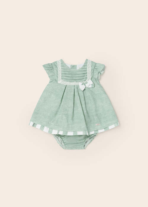 Set 2 piese, rochie fara maneci si chilotei, bumbac si in, Aqua [4]