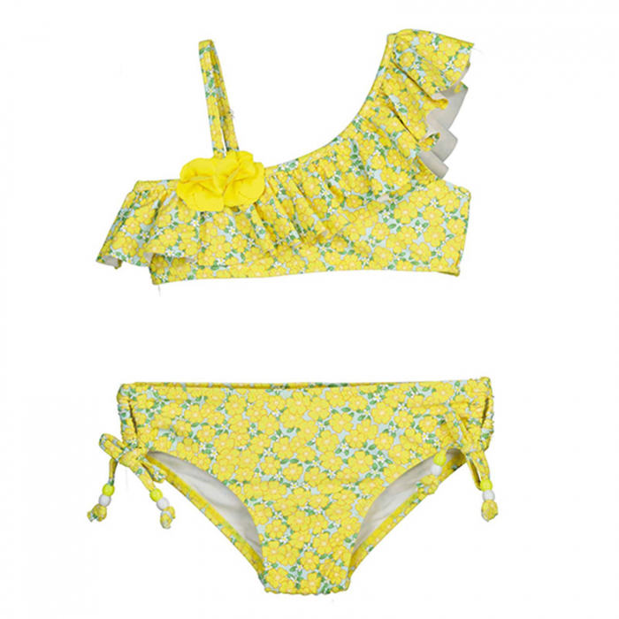 Set 2 piese, Top costum de baie si chilotei, bikini fetite, Floral [2]
