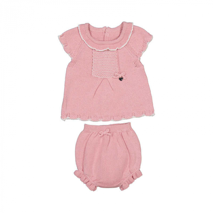 Set 2 piese tricou si chiloti pantaloni scurti, Roz, Fetite, 0-18 Luni [5]
