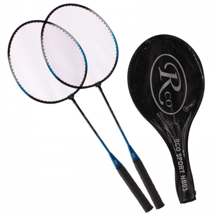 Racheta de Badminton ⭐ Set 2 rachete cu husa, albastru. [1]