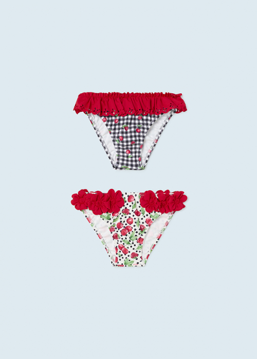 Set 2 slipi bebe, decorat cu volanase si imprimeu fructe, Rojo [2]