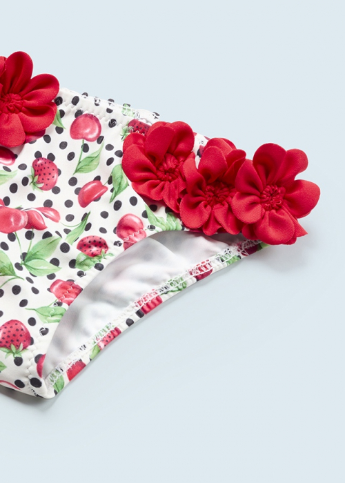 Set 2 slipi bebe, decorat cu volanase si imprimeu fructe, Rojo [4]