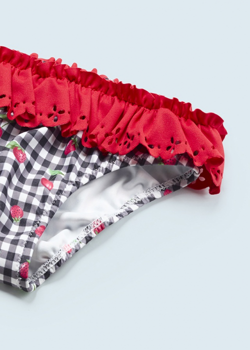 Set 2 slipi bebe, decorat cu volanase si imprimeu fructe, Rojo [5]