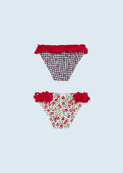 Set 2 slipi bebe, decorat cu volanase si imprimeu fructe, Rojo [3]