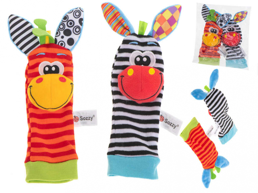 Set 2 Sosete si 2 Bratari Zornaitoare Bebelusi – Animale Vesele, 0+ Luni [3]