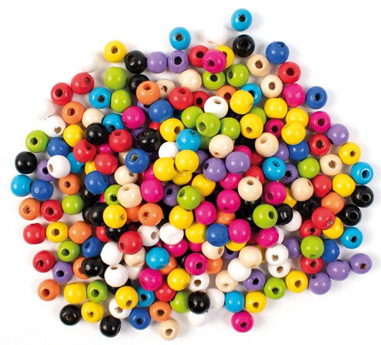 Set 200 margele din lemn colorate rotunde, 10 mm diametru [1]